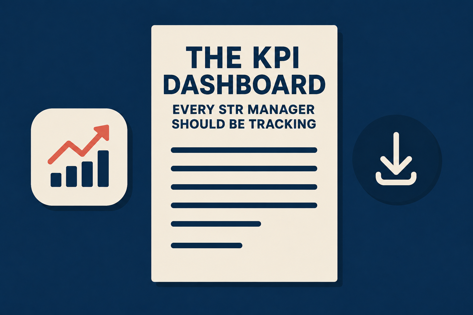 KPI dashboard template for short-term rental managers with metrics tracking and download icon